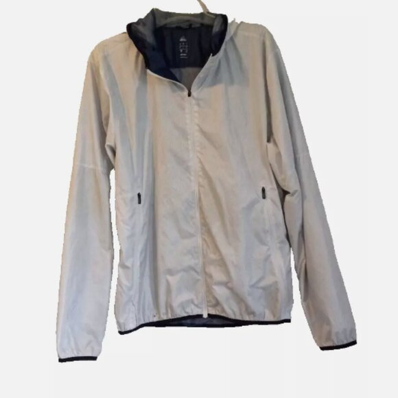 Adidas Men's' Windbreaker Jacket SIZE Large White with Navy trim - Picture 1 of 13
